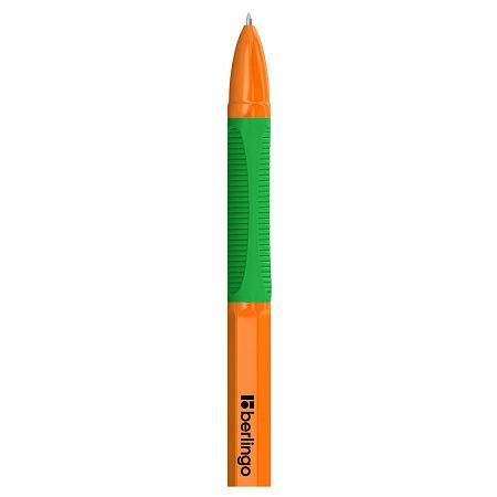 Ручка шариковая Berlingo "Tribase grip orange" зеленая, 0,7мм, грип 