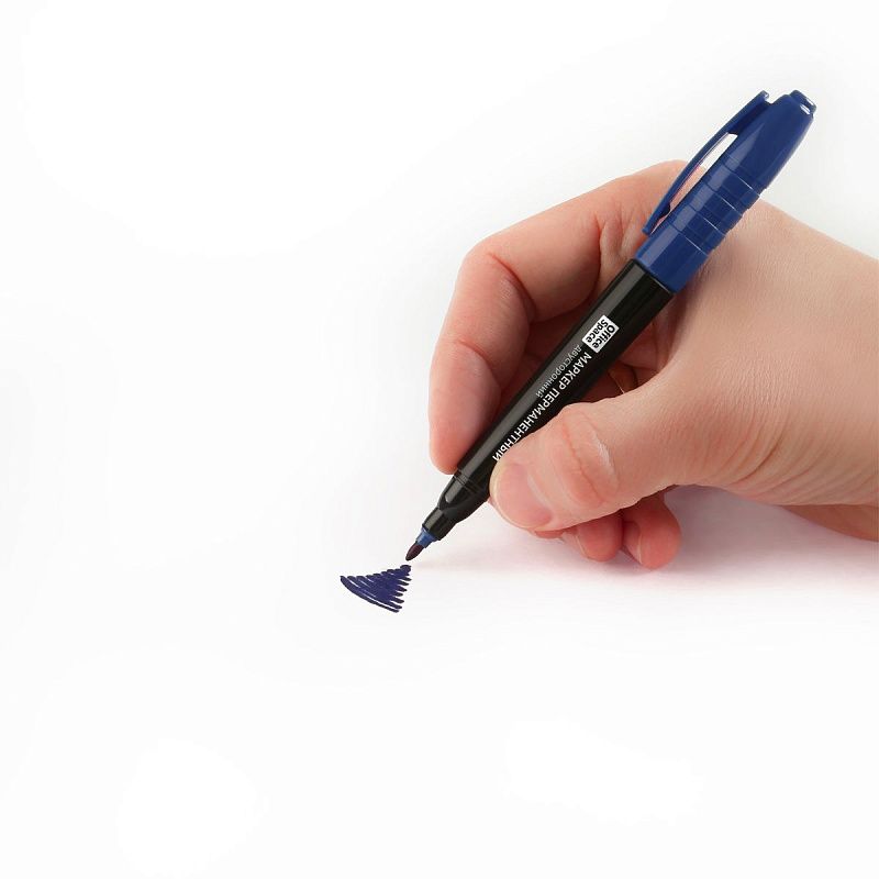 Маркер перманентный OfficeSpace двусторонний, синий, круглый наконечник, 2/4мм 