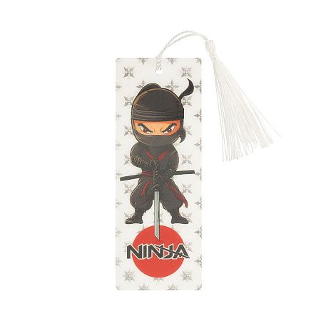 Закладка для книг 3D с линейкой, 150*55мм, ArtSpace "Ninja", декоративный шнурок 