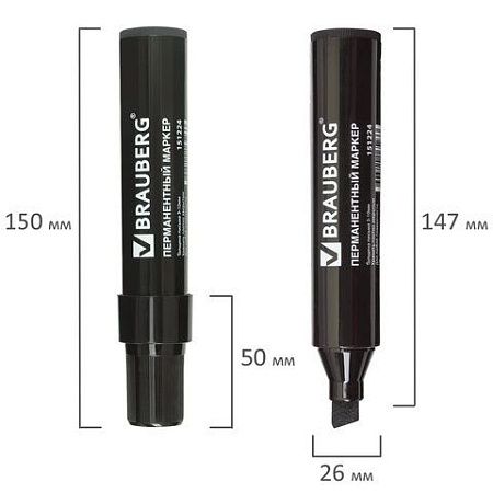 Маркер перманентный BRAUBERG "JUMBO", ЧЕРНЫЙ, ШИРОКАЯ ЛИНИЯ ПИСЬМА, скошенный наконечник, 3-10 мм, 151224 