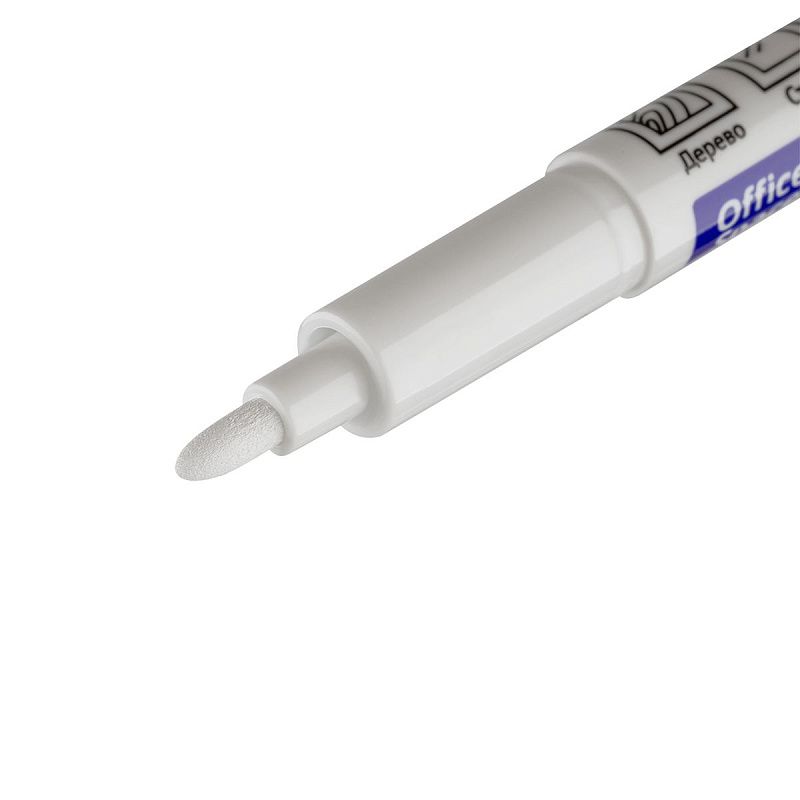Маркер перманентный OfficeSpace белый, пулевидный, 1мм 