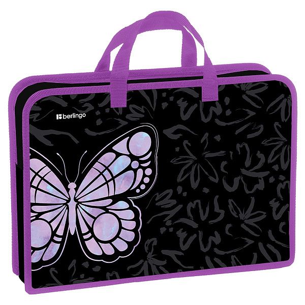 Папка с ручками 1 отделение, А4 Berlingo "Butterfly Effect", 340*245*75мм, пластик, на молнии