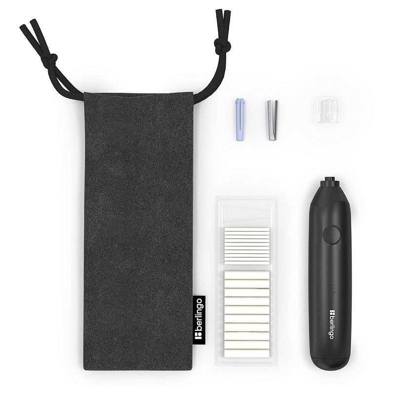 Ластик электрический Berlingo “Eraze”, в комплекте 20 сменных ластиков, мешочек для хранения, PVC бокс 