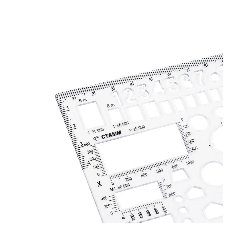 Линейка офицерская СТАММ, пластиковая, гибкая, бесцветная, печатная шкала 