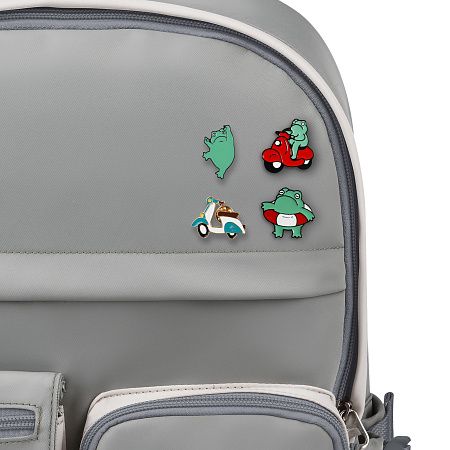 Набор металлических значков MESHU "Frog in trend", эмаль, 4шт
