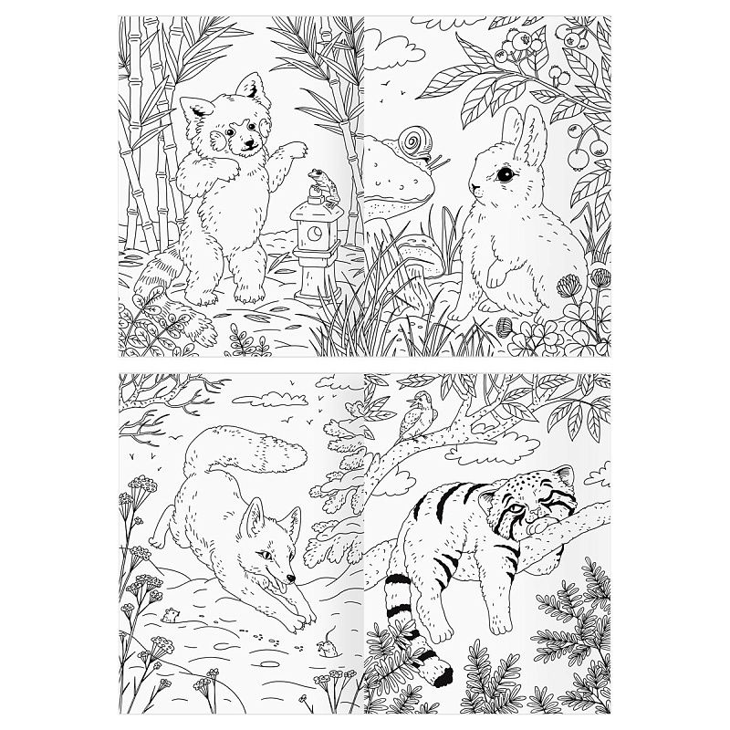 Раскраска А4, 16 стр., ТРИ СОВЫ "Для творчества и вдохновения. Пушистые истории"