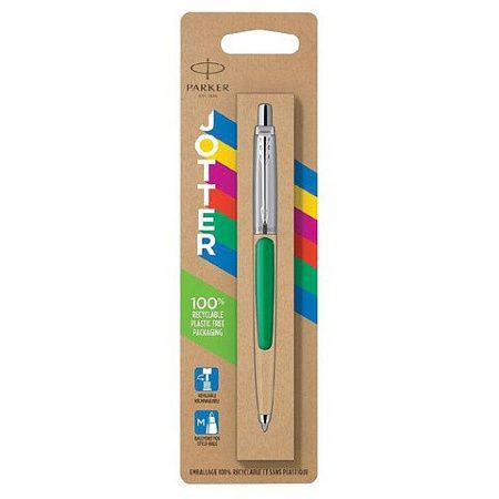 Ручка шариковая PARKER "Jotter Orig Green", корпус зеленый, нержавеющая сталь, блистер, синяя, 2076058 