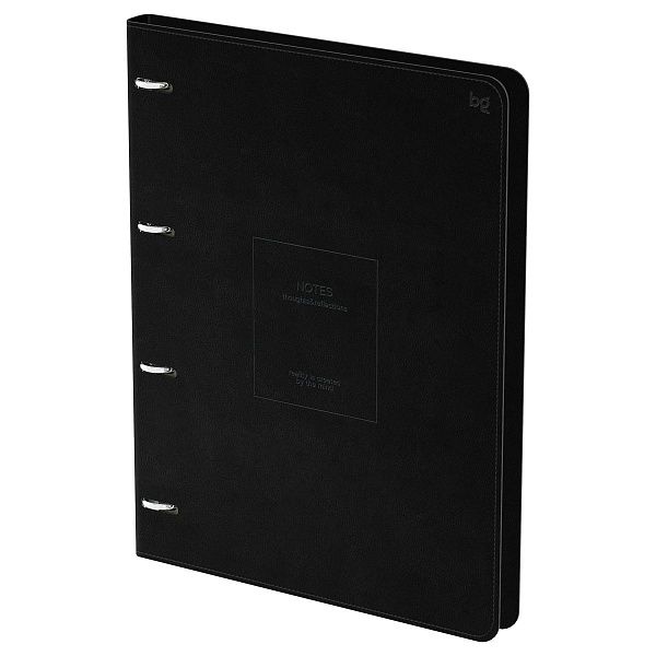 Тетрадь на кольцах А4, 120л., кожзам,  BG "Моно. Черный"