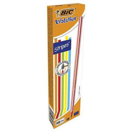 Карандаш чернографитный BIC, 1 шт., "Evolution Stripes", HB, корпус ассорти, 918487 