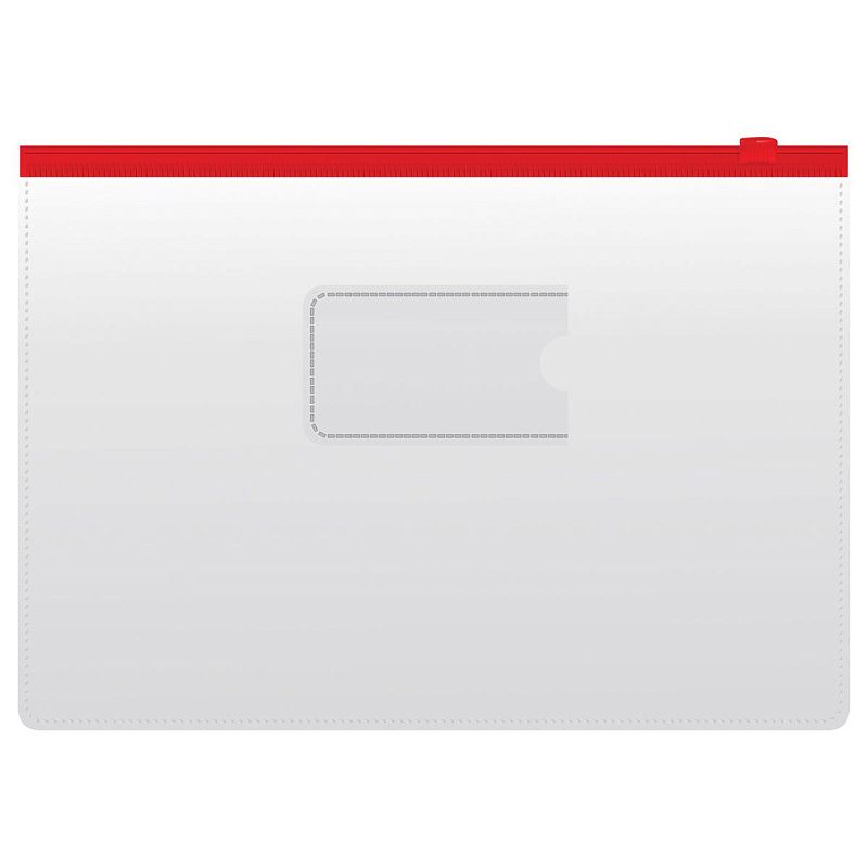 Папка-конверт на zip-молнии СТАММ А4, ПВХ, 120мкм, прозрачная, цветная молния, карман, ассорти 