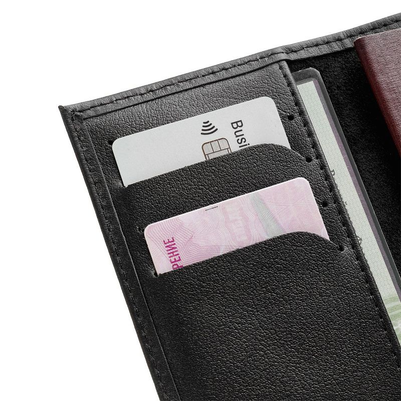 Обложка для паспорта OfficeSpace натуральная кожа Орфей, текстура гладкая, тиснение "PASSPORT", черный 