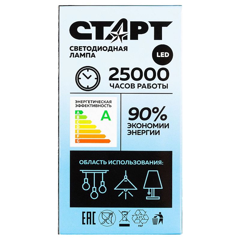 Лампа светодиодная Старт LED, серия "WS" 15W40, тип А "груша", E27, 4000К, нейтральный свет, 25000ч