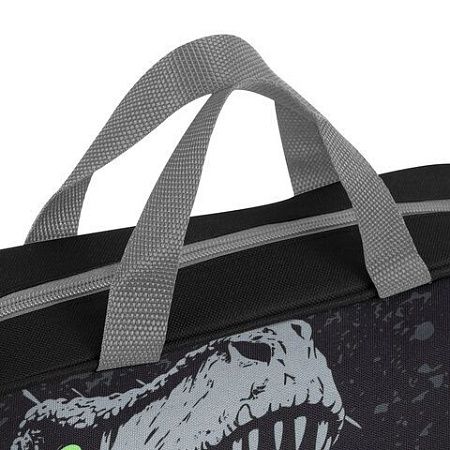 Папка на молнии с ручками BRAUBERG А4, 1 отделение, полиэстер, 80 мм, Scary dino, 273308 