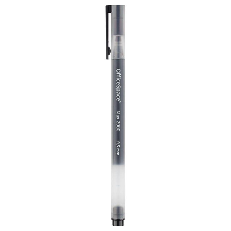 Ручка гелевая OfficeSpace "Max 2000" черная, 0,5мм, бесстержневая, увеличенная длина письма 