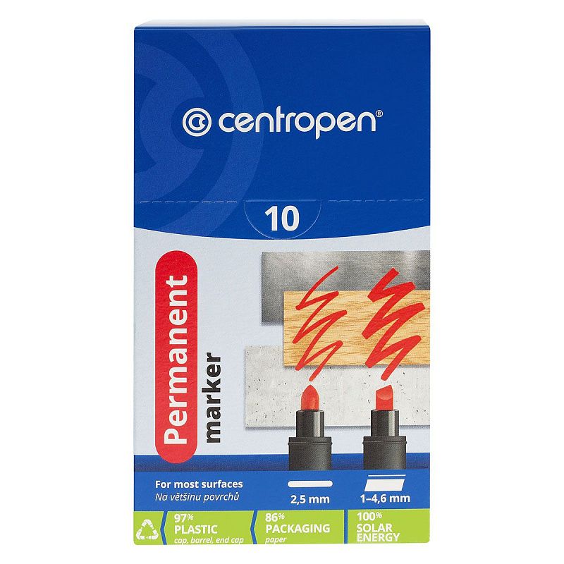 Маркер перманентный Centropen "8566" черный, пулевидный, 2,5мм 