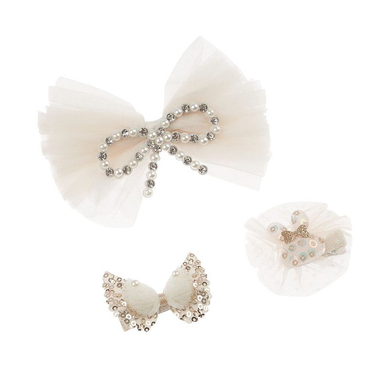 Заколки для волос MESHU с топперами, 3шт., бежевый, европодвес