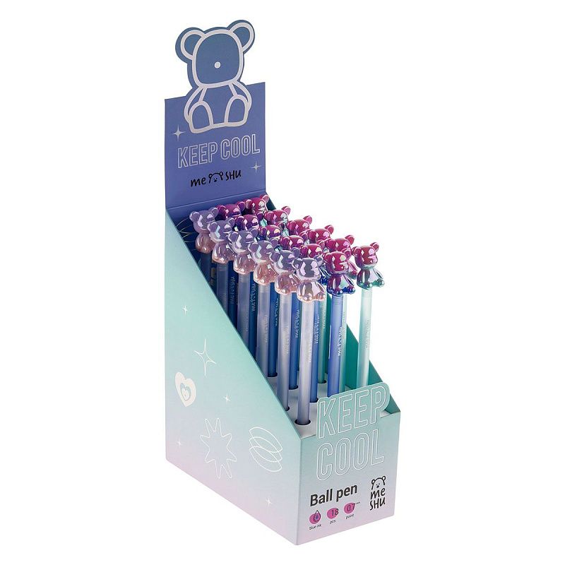 Ручка шариковая MESHU "Сool Bear" синяя, 0,7мм, корпус ассорти 
