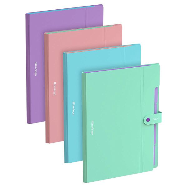 Папка 5 отделений Berlingo "Haze", А4, 600мкм, на кнопке, ассорти, софт-тач