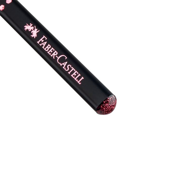 Карандаш ч/г Faber-Castell "Sparkle Black" B, трехгранный, заточен., черный/розовый 