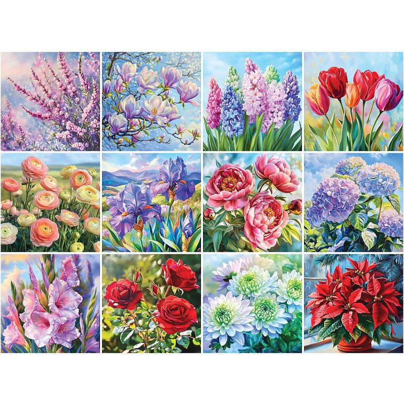 Календарь настенный перекидной на скрепке, 290*290 мм 12л. BG "Цветы", 2026г.