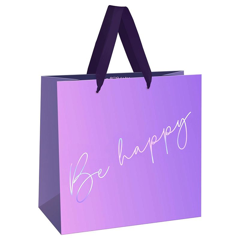 Пакет подарочный 20*20*10см MESHU "Purple mood", фольга, матовая ламинация