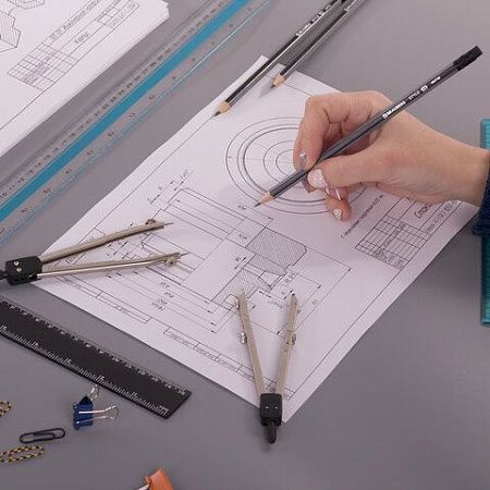 Набор карандашей чернографитных BRAUBERG "Style" 4 шт., HB, с ластиком, корпус черно-серый, 181718 
