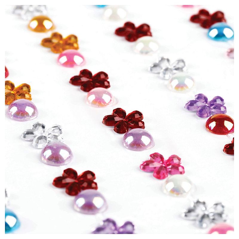 Наклейки акриловые MESHU "Bright flowers", 25*10см, стразы, 150 наклеек, инд. уп., европодвес