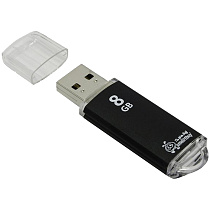 Память Smart Buy "V-Cut"  8GB, USB 2.0 Flash Drive, черный (металл. корпус )