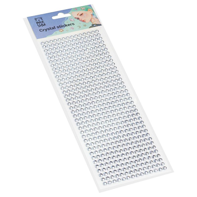 Стразы самоклеящиеся для творчества MESHU "Silver stripes" 504 наклейки, инд. уп., европодвес