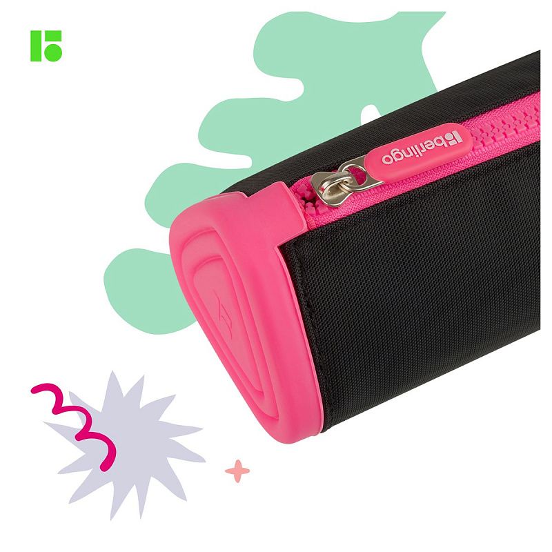 Пенал мягкий 1 отделение, 220*70*70 Berlingo "Black and pink", полиэстер 