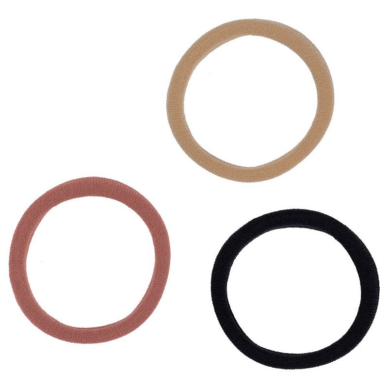 Резинки для волос MESHU "Essence thin", горчичные, каштановые, черные, 6шт., диаметр 4см, европодвес