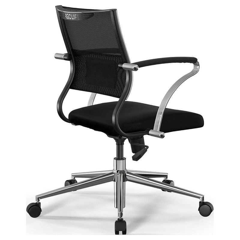 Кресло руководителя Метта "Ergolife" Sit Air M4-290K - Mesh(YP99)+UMF(X1), ткань-сетка черная,  механизм качания, пятилучье хром, z572.5F.1.2A2