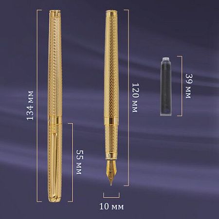 Ручка перьевая GALANT Versus, корпус золотистый, ежедневник недатированный А5 черный, пакет, 880906 