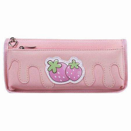 Пенал мягкий ЮНЛАНДИЯ, 2 отделения, полиэстер, "Strawberry shortcake", розовый, 21х9х6 см, 271577 