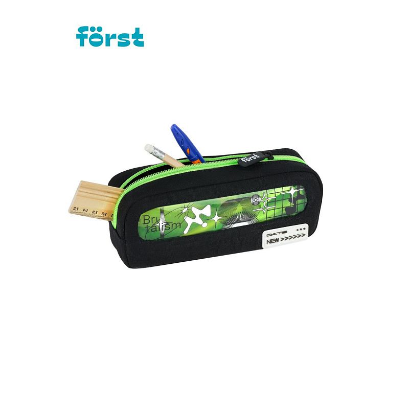 Пенал мягкий с прозрачным окошком, 1 отделение, 205*80*50 Först "Graphic", текстиль с ПВХ 