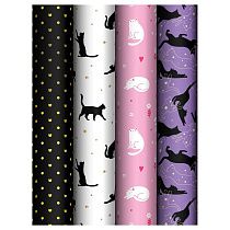 Упаковочная бумага глянц. 70*100см, MESHU "Grace cats", 80 г/м2, ассорти, 4 дизайна