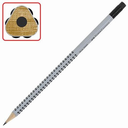 Карандаш чернографитный FABER-CASTELL, 1 шт., "Grip 2001", HB, трехгранный, с ластиком, 117200 