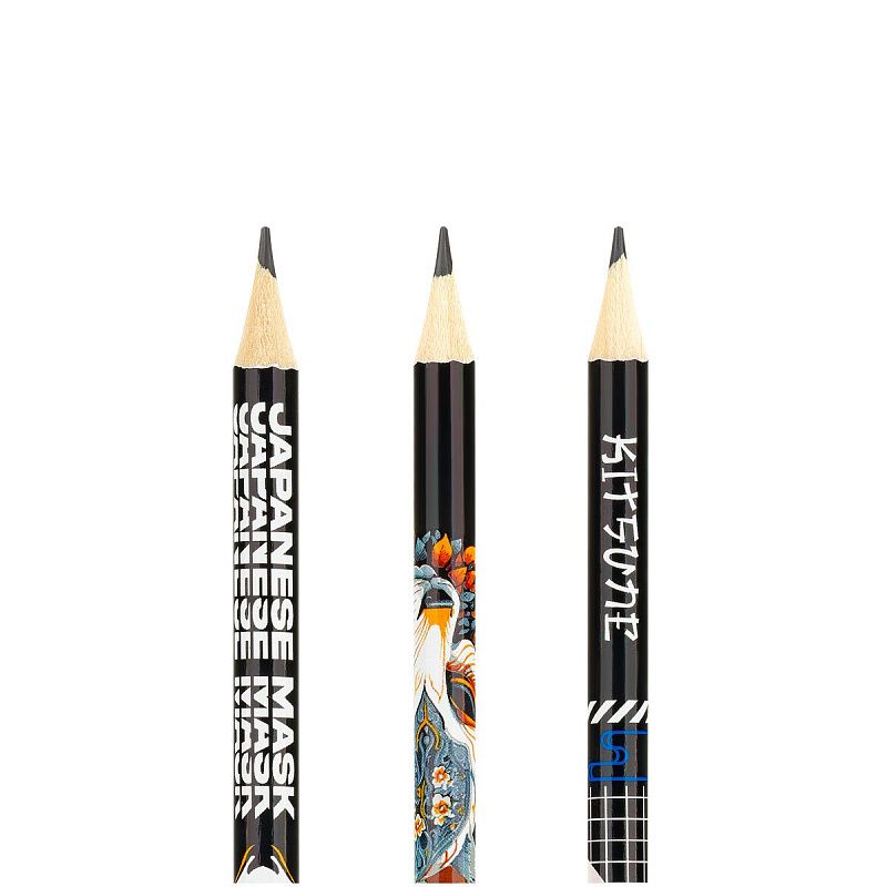 Карандаш ч/г MESHU "Kitsune", HB, заточен., с печатью, с ластиком, ассорти, туба 