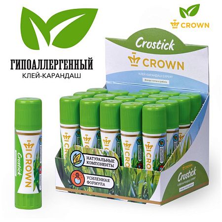 Клей-карандаш Crown "Expert", 35г, ПВП