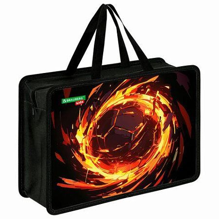 Папка на молнии с ручками BRAUBERG KIDS А4, 1 отделение, пластик, 100 мм, "Fire split", 273378