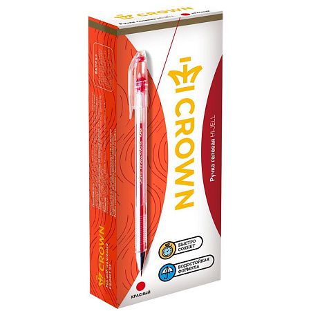 Ручка гелевая Crown "Hi-Jell" красная 0,5мм, штрих-код 