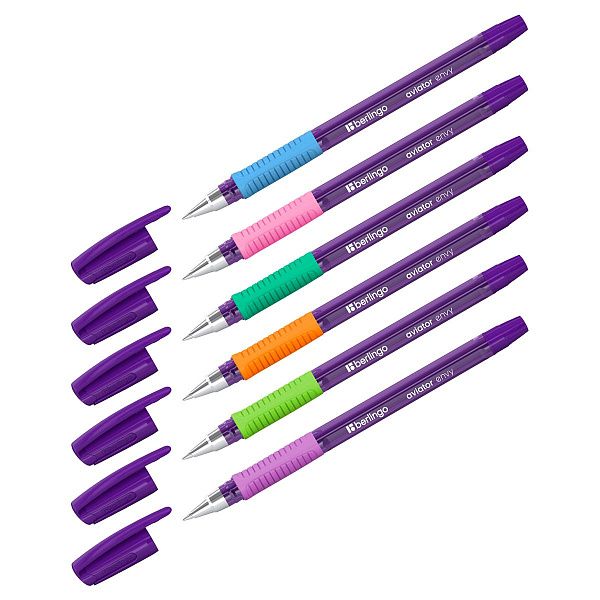 Ручка шариковая Berlingo "Aviator Envy" синяя, 0,7мм, грип, стакан