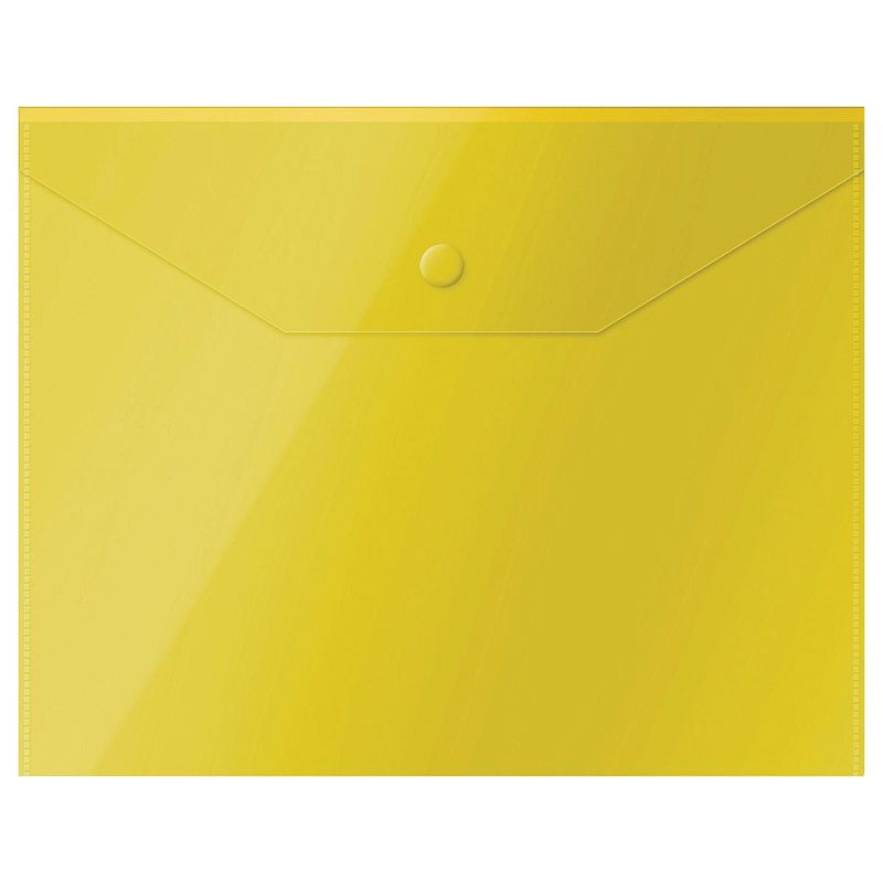 Папка-конверт на кнопке СТАММ А5 (190*240мм), 150мкм, пластик, прозрачная, желтая