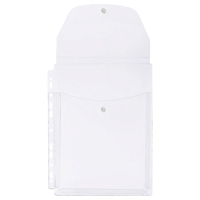 Папка-вкладыш с перфорацией на кнопке СТАММ А4, ПВХ, 180мкм, глянцевый, расширяющаяся до 250л. 