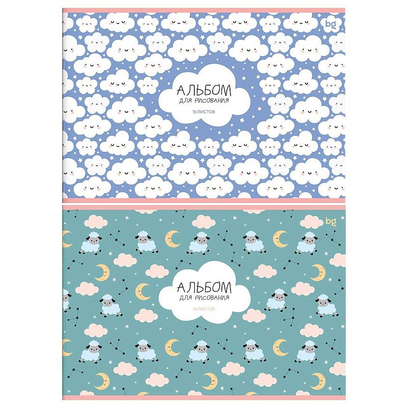 Альбом для рисования 16л., А4, на скрепке BG "Белые и Пушистые", эконом