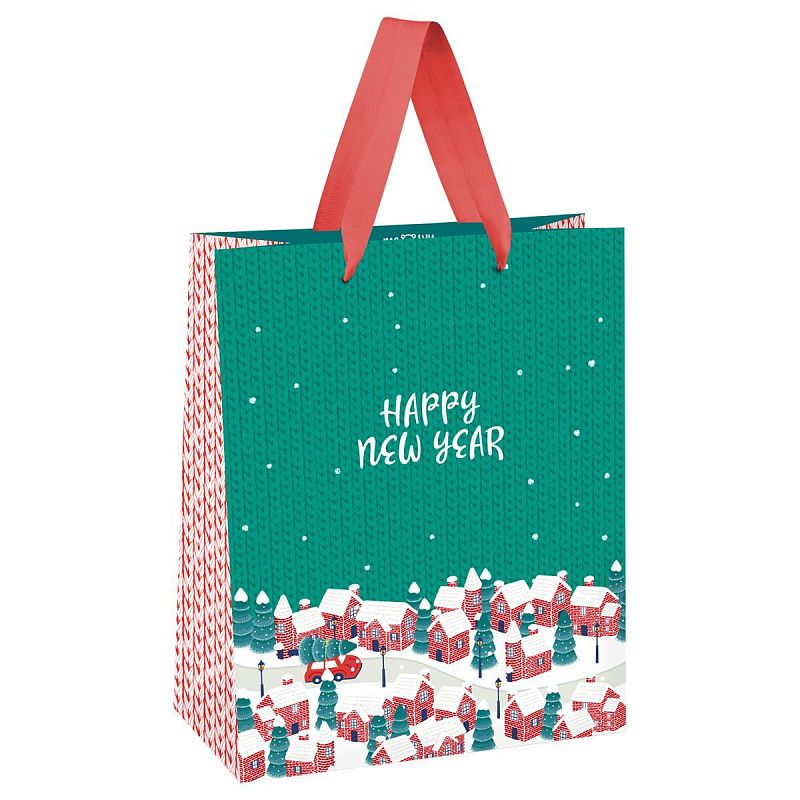 Пакет подарочный 18*23*10см MESHU "Snowfall",  матовая ламинация