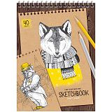 Скетчбук 40л., А5 ArtSpace "Craft style", на гребне, крафт, 80г/м2