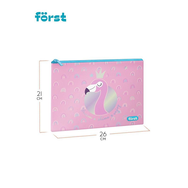 Папка текстильная А5 Först "Shiny flamingo", 255*205мм, 1 отделение, полиэстер 
