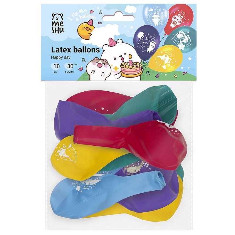 Воздушные шары, 10шт., М12/30см, MESHU "Happy day", пастель, ассорти