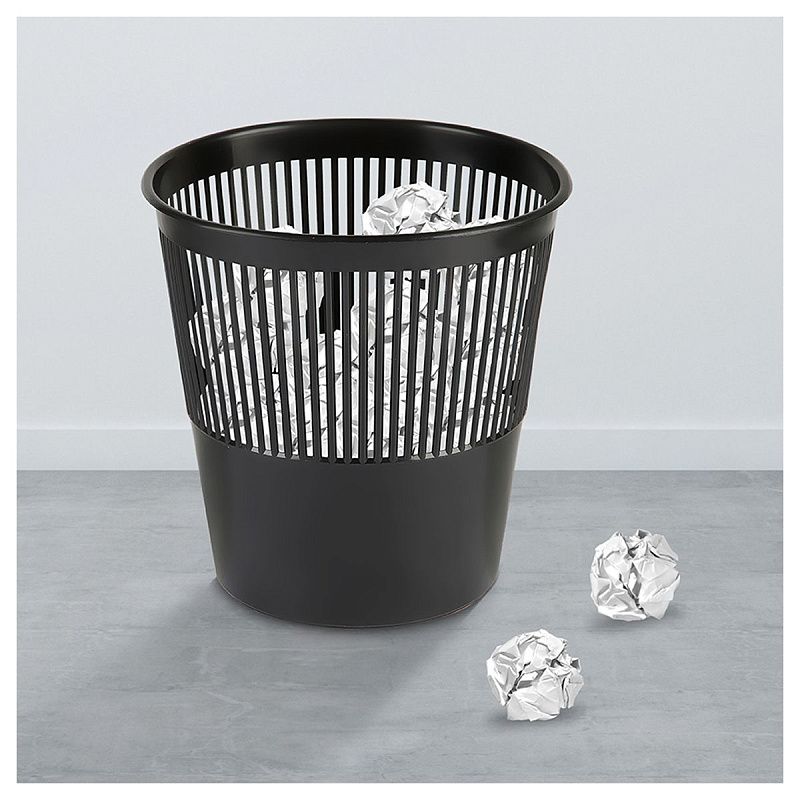 Корзина для бумаг СТАММ, 09л, сетчатая, черная